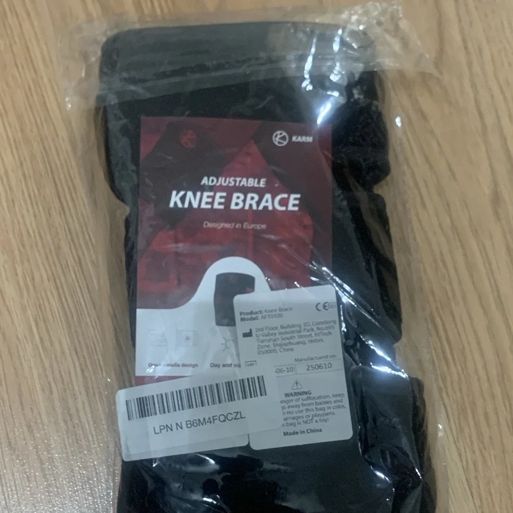 KARM Adjustable Neoprene Knee Brace Stabilization Black One Size AFTO1000